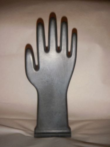 BLACK CERAMIC &amp; PLASTIC 12&#034; FLAT MANNEQUIN HAND W FLAT BASE W 2 ATTACHMENT HOLES