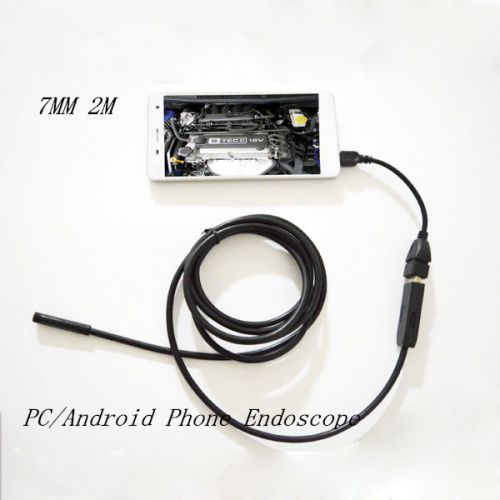 2m android 6 led waterproof usb endoscope borescope mini inspection camera 7mm for sale