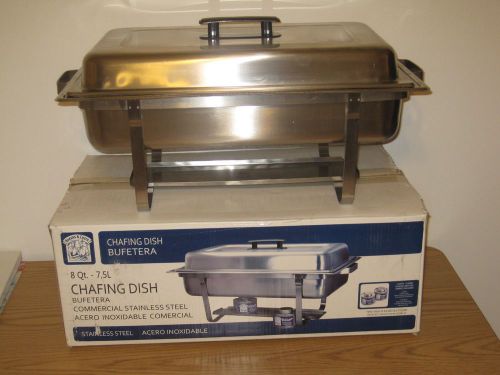 BAKERS &amp; CHEFS 8 QT. STAINLESS STEEL CHAFING DISH WITH STAND, LID, ETC.