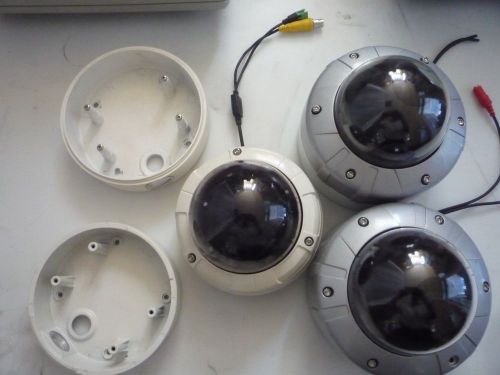 Cctv camera lot of three dome cameras and two plates (,item # 1131e,f,g/14) for sale