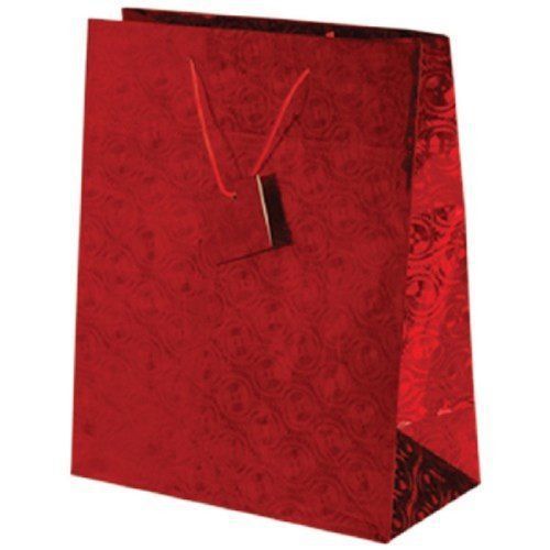 Dozen Large Red Metallic Gift Bags With Tags