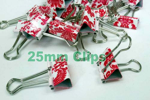 24 pcs Metal Binder Clips 25mm 2.5cm 1&#034; Flower Red colorful Holder paper 8494