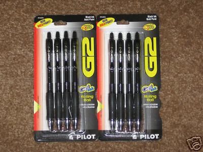 8 Black BOLD Point PILOT G2 Gel Ink Rolling Ball Pens