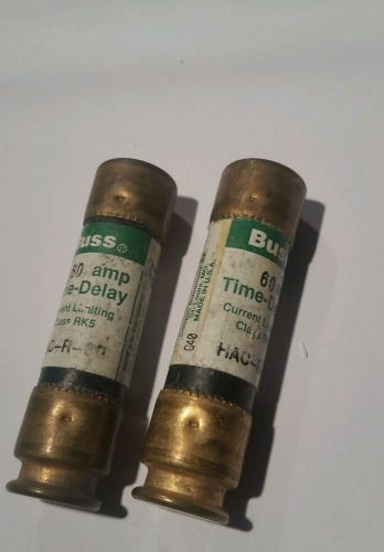 Lot of 2 Buss Fusetron HAC-R -60 60AMP  250V  Time Delay FUSES.
