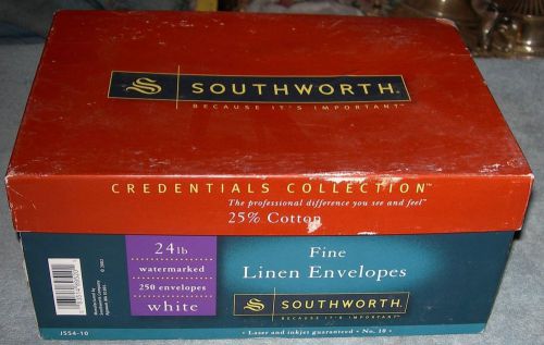 Southworth White Fine Linen Envelopes 24 Pounds 25% Cotton 250 Count NIB