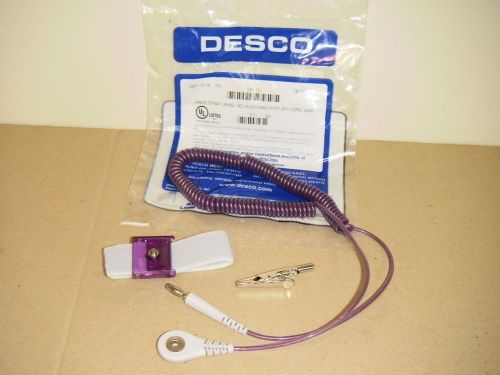 Desco 09110 adjustable esd wrist strap jewel 6&#039; amethyst coil cord static kit for sale
