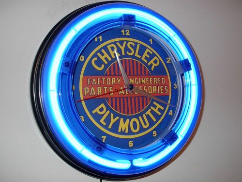 Chrysler Plymouth Motors Auto Garage Man Cave Neon Wall Clock Advertising Sign