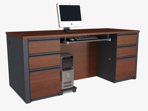 71&#034; Double Pedestal Executive Office Desk in Bordeaux &amp; Graphite Free Shipping!