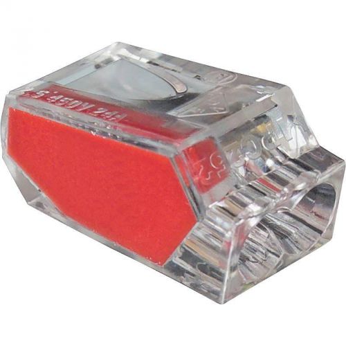 10/Cd 2-Port Push-In Connector, 22 - 12 Sol, 600 V, Polycarb, Red/Clear 19-PC2