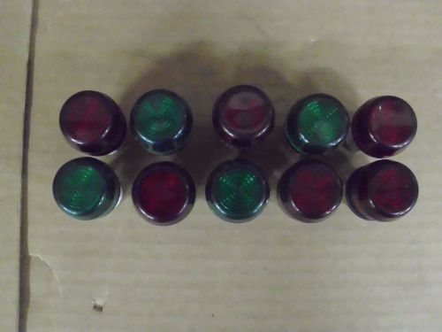 (10) Allen Bradley, Pilot Light Lenses, (4) Green, (6) Red