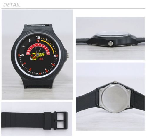 New hells angels hamc 1% motorcycle club sport custom black plastic metal watch for sale