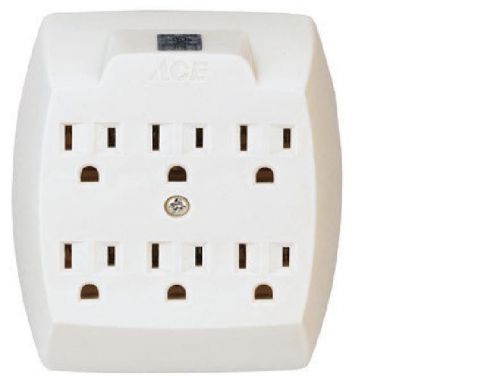 6 OUTLET ADAPTER Converts standard grounded outlet from 2 to 6    IVORY