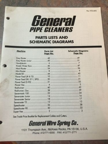 General Pipe Cleaners Parts Lists &amp; Schematic Diagrams