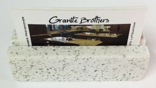 Sparkling White Quartz Engineered Stone Business Card Holder Paper Weight