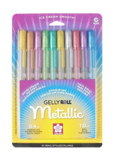 Sakura 57370 10-piece gelly roll blister card assorted colors metallic gel ink for sale