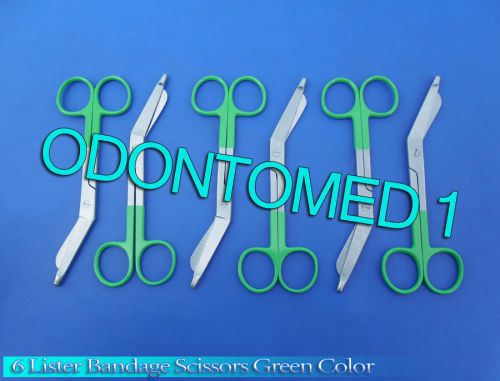 6 Lister Bandage Nurse Scissors - Color Handles(Green)