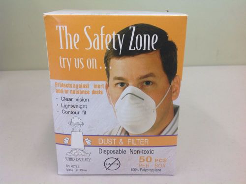 Safety Zone Disposable Dust &amp; Filter Mask White With Elastic Back, 50 ct per box