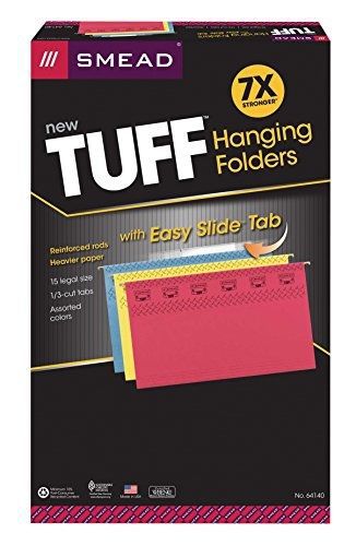 Smead TUFF® Hanging File Folder with Easy SlideTM Tab, 1/3-Cut Adjustable