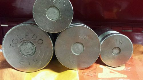 Lot of 4 stainless steel test weights 1 lb 2 lb and 1 kg