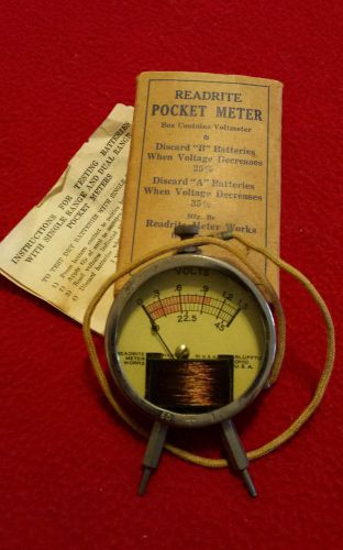 Vtg 1940 Readrite Pocket Meter, box, instructions Bluffton OH voltmeter