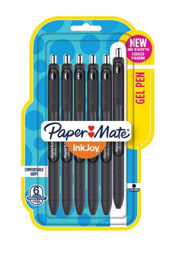 Paper Mate InkJoy Gel Pens Medium Point Black Ink 6 Count 6-Pack