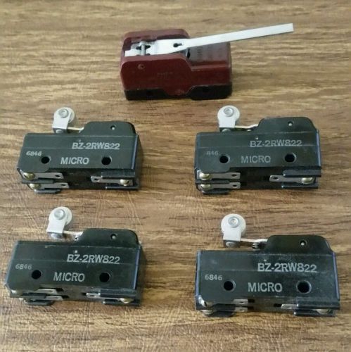 Lot of 5 Vintage Switches 4 MICRO BZ-2RW822 &amp; 1 UNIMAX 2HBT-1