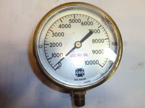 brass 10,000 lb pressure gauge antique functional us gauge co