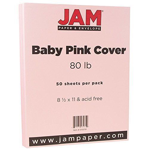 JAM Paper® 8 1/2 x 11 Cardstock - 80 lb Baby Pink Cover - 50 sheets per pack