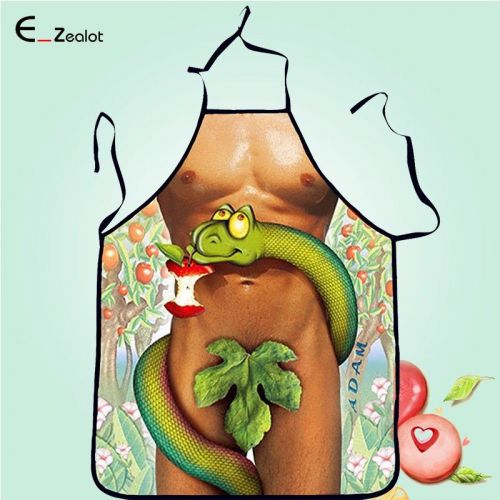 Creative Cooking Apron Printing Apron Party Dressing up Latex Girl Adam