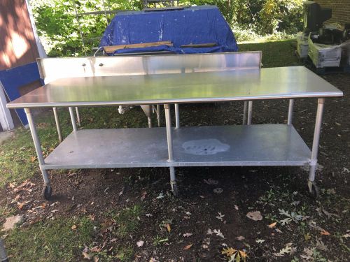 STAINLESS STEEL TABLE 8 FEET LONG X 3 FEET WIDE