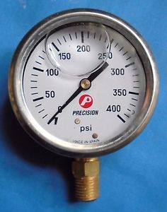 PRECISION 0-400PSI LIQUID FILLED STAINLESS STEEL PRESSURE GAUGE 1/4&#034; CONNECTOR