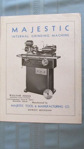 1930&#039;s Era Majestic Tool &amp; Manufacturing Co. Internal Grinding Machine Brochure