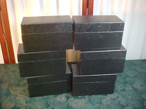 6 Black Textured Hinged Cardboard Gift/Display/Storage Boxes