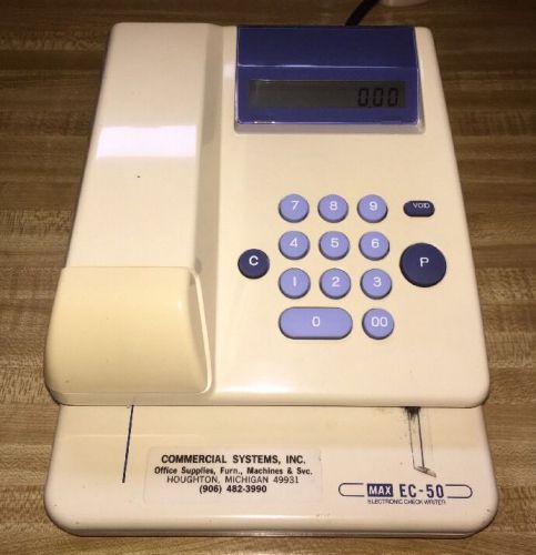 Max EC-50 Electronic Check Writer - W/ Dust Cover - Works Well