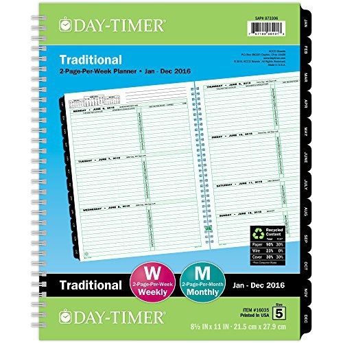 Day-Timer Two Page Per Week Refill 2016, 12 Months, Wirebound, Notebook Size,