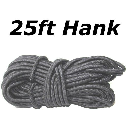 25ft 1/4&#034; black shock cord marine grade bungee heavy duty tie down stretch rope for sale