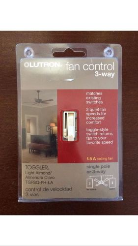 TWO Lutron Toggler 3-Speed Fan Controls Single Pole/3-Way Lt Almond TGFSQ-FH-LA