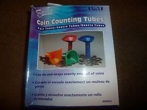 PM Company Color-Coded Coin Counting Tubes for Pennies Through Quarters (Set)