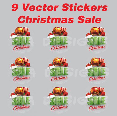 Christmas Sale Promotional Stickers Vector Pack Vol.1 VECTOR FORMAT PRINT READY