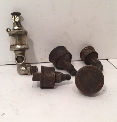 5 Antique Machine Drip Oilers Brass Hit Miss Engine Vintage Michigan Lubricator