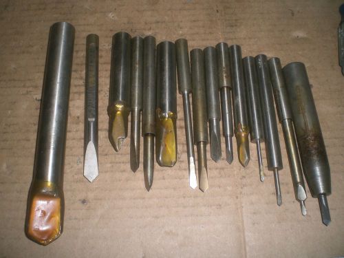 mixed lot of 15 machinist spade drill bits up to 1&#034; shank starter bits