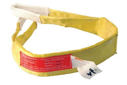 Vestil SL-6-F-4 Polyester Lift Sling, Loop Ends, Yellow, 2 Ply, 4 Length, 3&#034; lbs