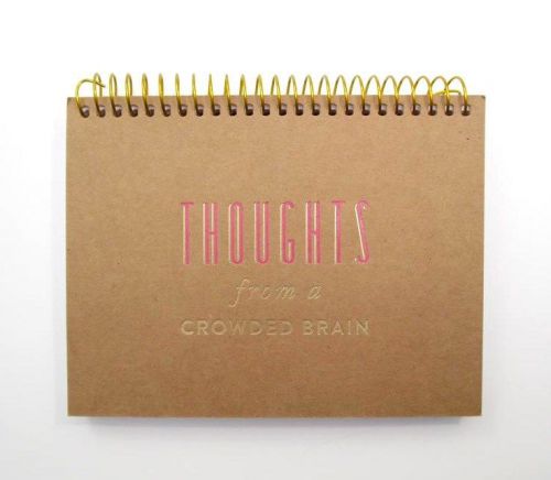 SPIRAL SMALL NOTEPAD ~ THOUGHTS from a CROWDED BRAIN ~ 50 CARDS 6&#034; x 4.5&#034; ~ NEW