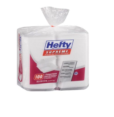 Hefty Hinged Lid Containers 9&#034; H 100 Count Strong and Durable Premium Food