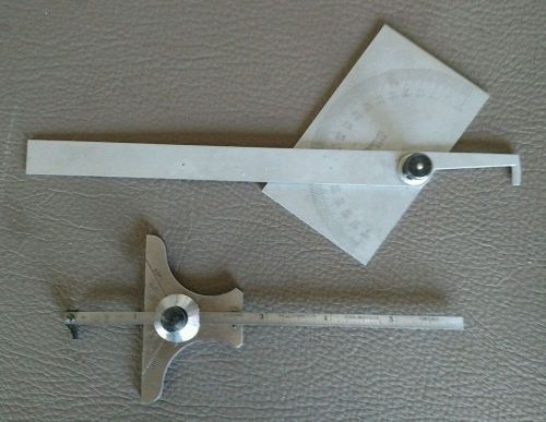 Starrett protractor and steel rule depth and angle gage for sale