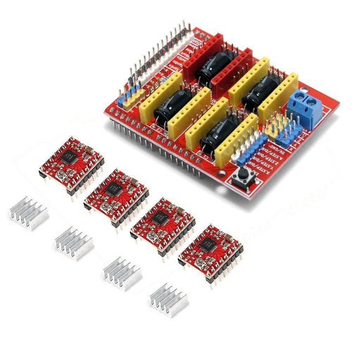 Gowoops CNC Engraver Shield Expansion Board + 4PCS A4988 Step Motor Driver wi...
