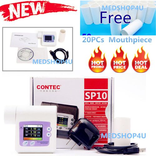 SP10 Digital Spirometer PEF FEFV1 FEF Lung Volume Device with PC software CONTEC