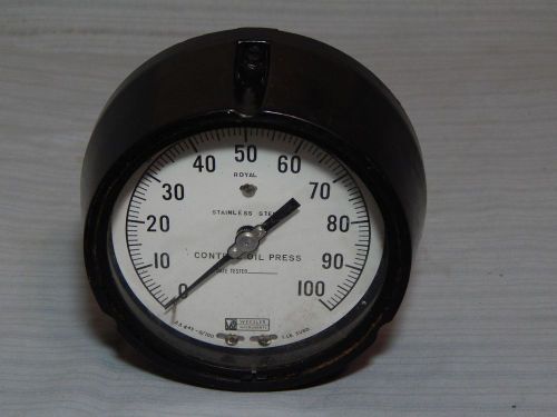 Vintage Weksler Oil Pressure Gauge 0-100