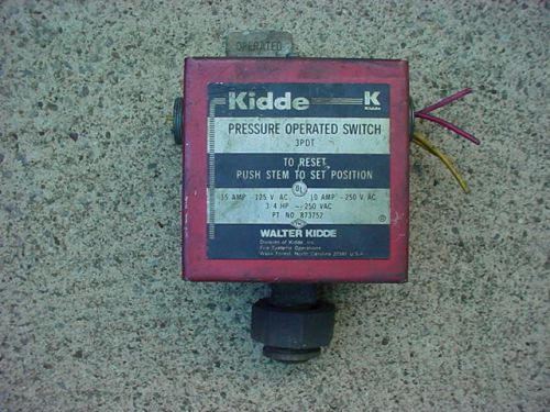 Kidde 873752 Pressure Operated Switch 10A 125Vac 3/4HP 250 VAC 15A