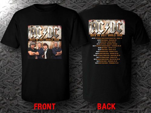 New AC DC Rock or Bust 2016 World Tour Date #h76fv Black Design T-Shirt S To 5XL